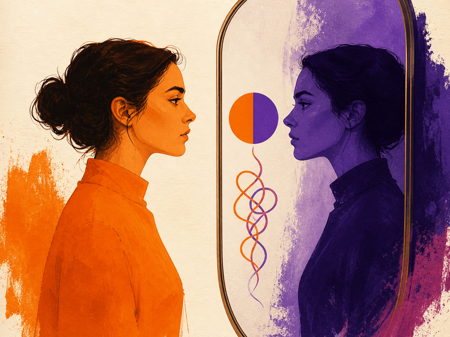 A reflective portrait balancing personal strengths and weaknesses